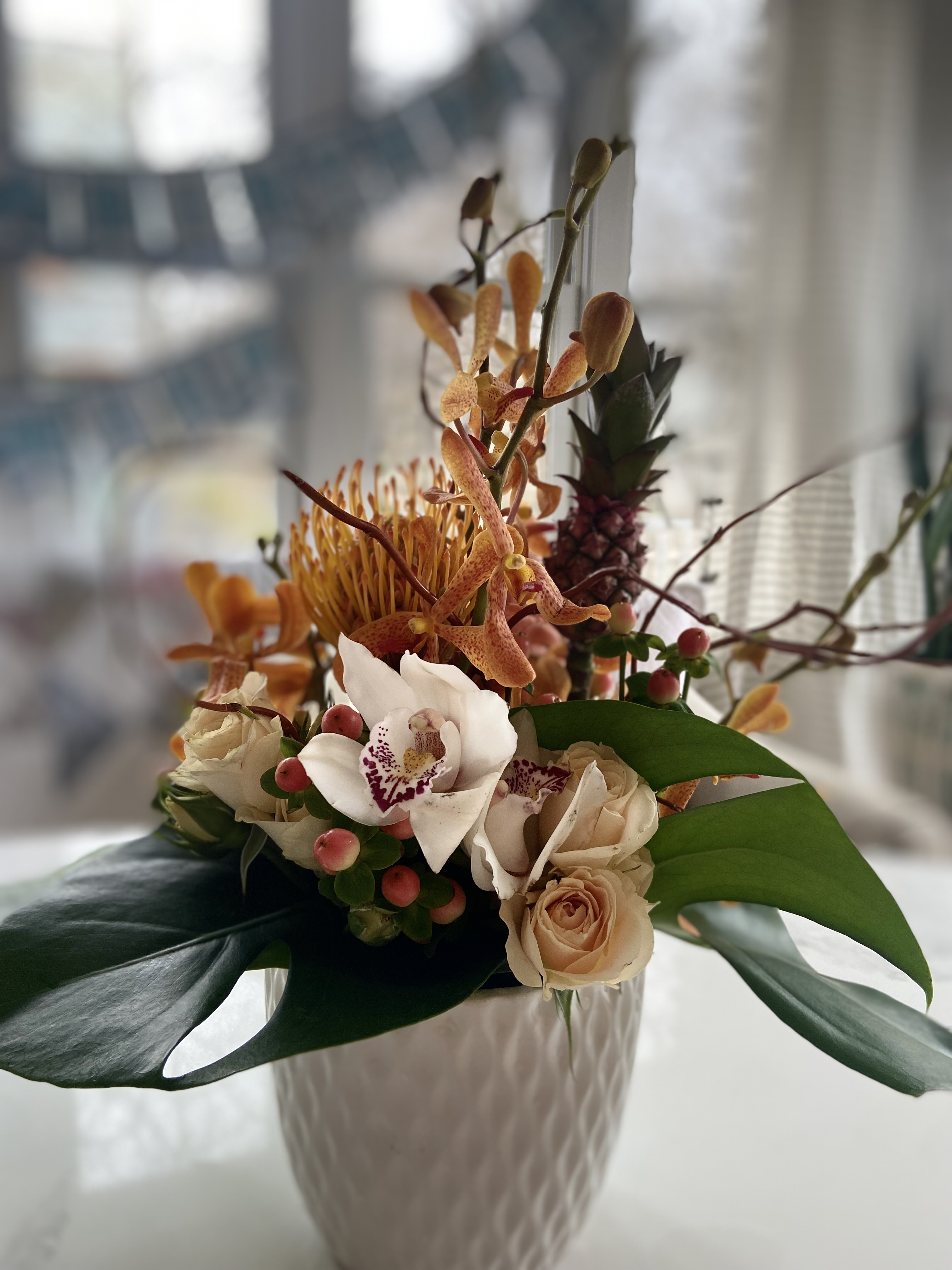 Event centerpiece and floral arrangement